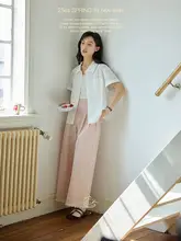 通勤用ウエストゴムのハイウエストゆったり花柄切り替えストレートパンツ  【女性用・カジュアル】（セットアップ対応）