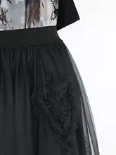 ハイウエスト不規則デザイン中長丈チュールスカート【Aライン・春夏用】