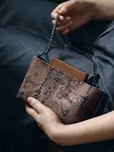 新中式デザインの手作りミニショルダーバッグ【香云纱・アウトドア用・夏向け】