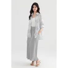 ハイウエストAラインスカート【ロング丈・優雅なデザイン・春夏用】