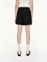 春秋用 美しいメリノウール切替高腰ショートパンツ
