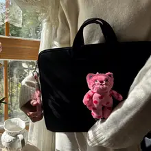 可愛いキャラクターのピンクドット猫デザインのノートパソコンバッグ【トート型・斜め掛け可能・通勤用】