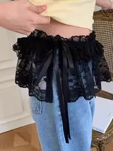 レースフリル付きショートエプロン【リボンデザイン・スカートタイプ・春秋冬用】