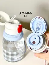 高温対応のトライタン製女性用クリアストロー付き携帯水筒【蓋付き・美しいデザイン】
