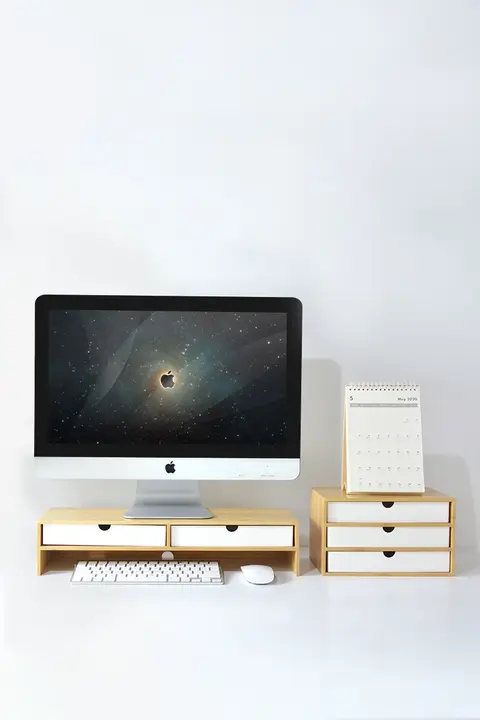 モニター台 卓上収納ラック 竹製 収納付き 目線アップ 首への負担軽減 ノートPC デスクオーガナイザー オフィス 在宅ワーク