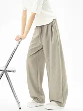 レトロな雰囲気のパンツ【男性用・広めのシルエット・軽やかな素材】