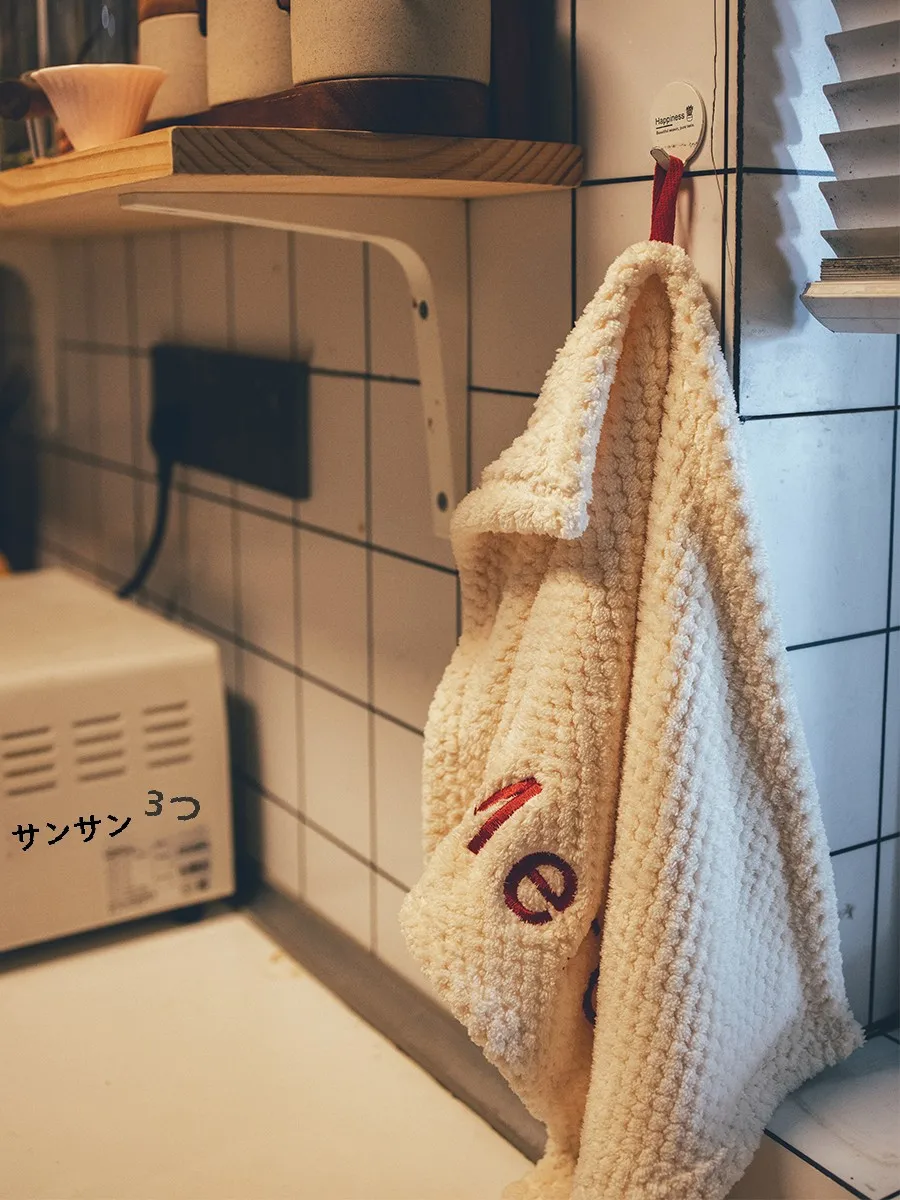 厚手の吸水コーラルフリースハンドタオル：風呂・キッチンで実用性を高める便利グッズ