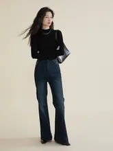高腰フレアデニムパンツ【極上の柔らかさ・ヴィンテージスタイル・スリム効果】（セットアップ対応）