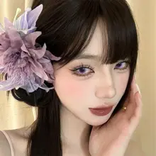 ヘアクリップ フェザー アネモネ リリー フラワー パープル 上品 きれいめ フェミニン エレガント