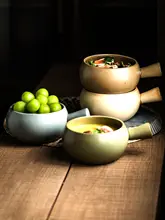ハンドル付き陶器のスープボウル【和風・朝食用・洗練されたデザイン】