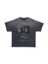 ヴィンテージ風水洗いTシャツ【白墨・霧がかったブルー】