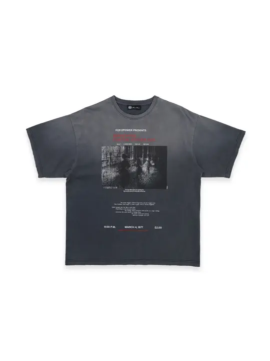 ヴィンテージ風水洗いTシャツ【白墨・霧がかったブルー】