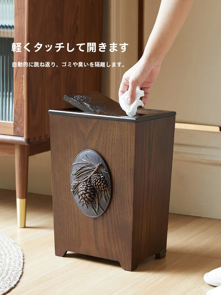 レトロデザイン木製ゴミ箱：ふた付き長筒形6Lのキッチン・リビング対応実用性解析