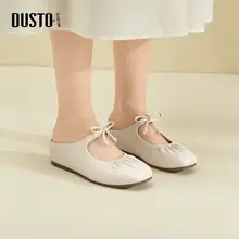 リボン付きフラットミュールシューズ【厚底・快適・パンプススタイル】
