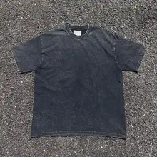 極上の柔らかさヴィンテージ風ウォッシュ加工ショートスリーブTシャツ【ユニセックス・無地・カジュアル】