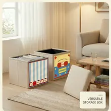 可愛いデザインの布製収納スツール【リビング・寝室用・おもちゃや小物の整理に最適】（セットアップ対応）