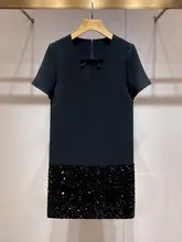 手作りリボン付きの美しい刺繍マキシワンピース【優雅なデザイン・スパンコールパッチワーク】