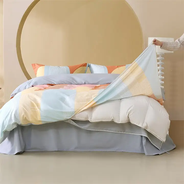 STARZHOME U型ファスナー付き三開口デザインの軽量四点セットベッドリネン【純綿・シンプル・学生寮用】（セットアップ対応）