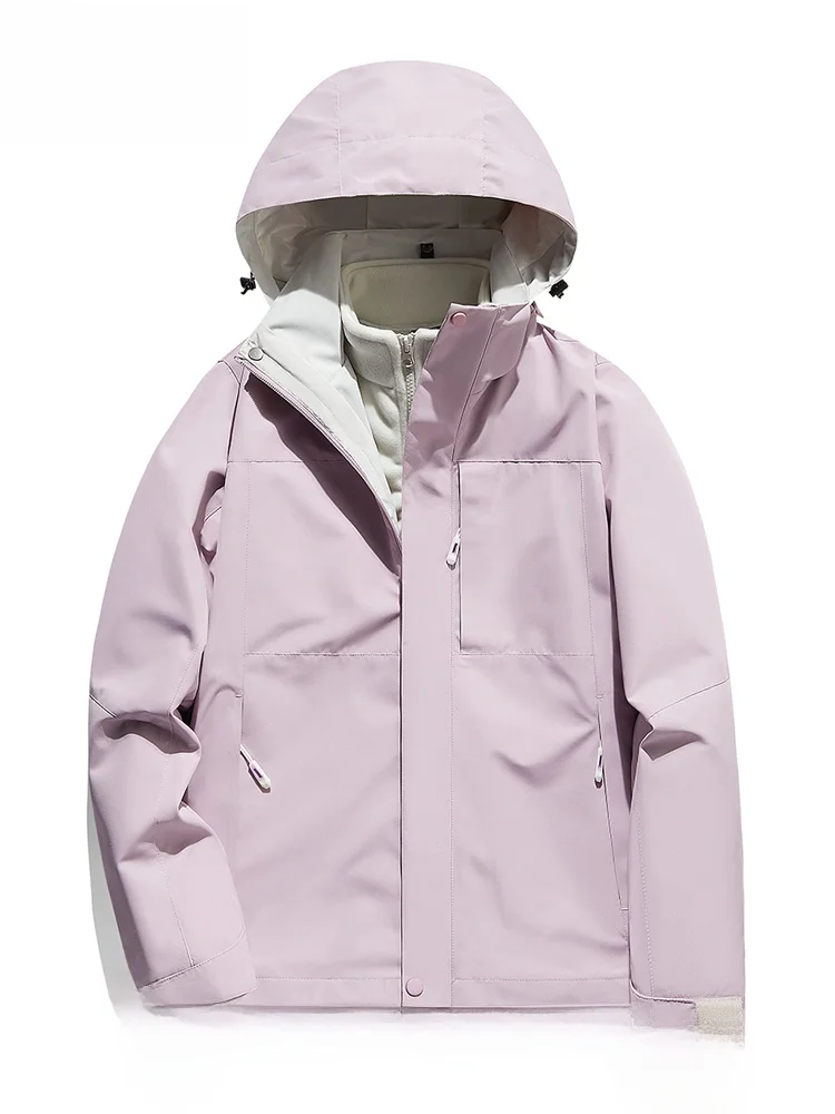 防風で暖かい三合一デザインのレディース登山ジャケット：おしゃれな機能性と実用性のバランス