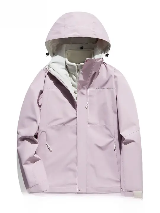 防風で暖かい三合一デザインのレディース登山ジャケット【極上の柔らかさ・脱着可能】（セットアップ対応）