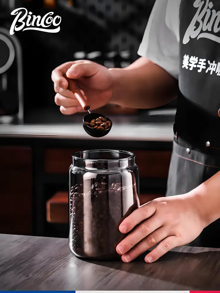 コーヒー豆密閉ガラス保存容器【防湿・プッシュ式真空保存・日付記録機能】