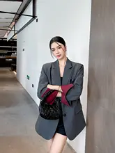 グレーのゆったりカジュアルジャケット【春用・女性用・スリムフィット】