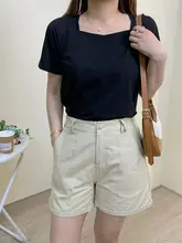 大きいサイズの方形ネック半袖Tシャツ【フィット・夏用・カジュアル】