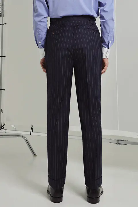 CULTUM 50%ウールストライプビジネスパンツ【ドレープ感・高級感・フォーマル用】