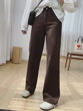 高腰シルエットのデニムワイドパンツ【秋冬用・フィット・ロング丈】