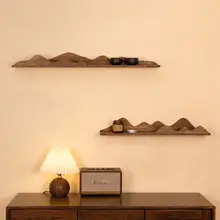 北米産ブラックウォールナット製 山形ウォールシェルフ【シンプルな禅風・収納用・壁掛け】