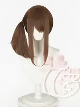 全棕色コスプレウィッグ【カールスタイル・中長・アクリル素材】