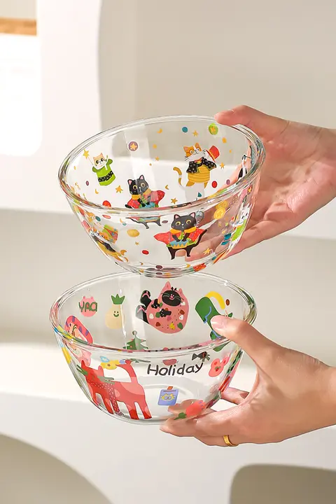 川島屋 透明ガラスボウル【果物サラダ・オートミール・デザート用・家庭用】