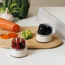 吸盤付き丸型包丁研ぎ器【キッチン用・簡単操作・包丁＆ハサミ対応】