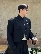 春季デザイン メンズ短丈ジャケット【金属装飾・韓国風・スタンドカラー】