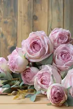 フェイクフラワー 月季の花 レトロ リビング ダイニングテーブル 装飾 花 紫