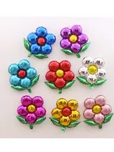 アルミ製の緑色の葉っぱ五弁の花風船【幼稚園・学校・店舗装飾用】