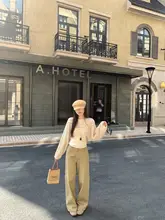 アメリカンヴィンテージ風のゆったりとしたストレートパンツ【ハイウエスト・通勤・カジュアル】