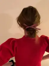 赤いチェック柄リボンヘアアクセサリー【甘美なデザイン・ゴム紐付き】