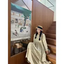 日系フラワープリントのゆったりシャツワンピース【秋用・フィット】