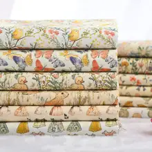 レトロ風プリント生地【小鳥・ウサギ・蝶・アヒルデザイン・コットン100%】