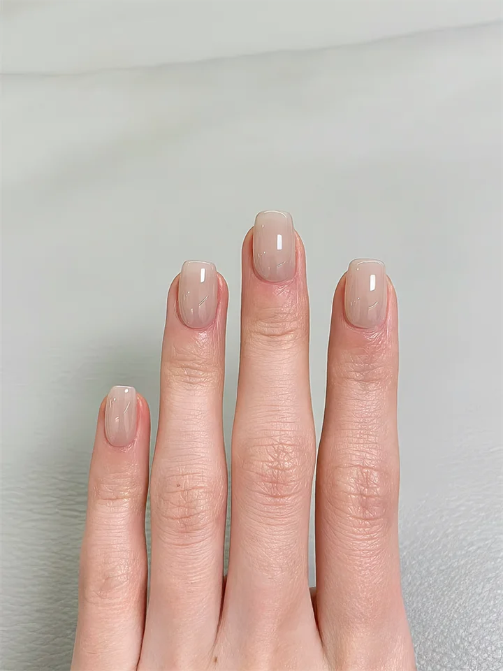 ネイルチップ プレスオンネイル 透け感 ミルキーホワイト シアーヌード シンプル ハンドメイド