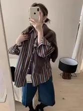 ストライプ柄 長袖シャツ【ゆったりシルエット・春秋向け・ビンテージスタイル】