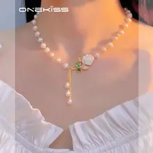 山茶花デザインの真珠ネックレス【洗練されたデザイン・ロックボーンチェーン】