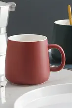 シンプルなセラミック製マグカップ（スプーン・フタ付き）【コーヒー・ミルク・朝食用・オフィス・家庭用】