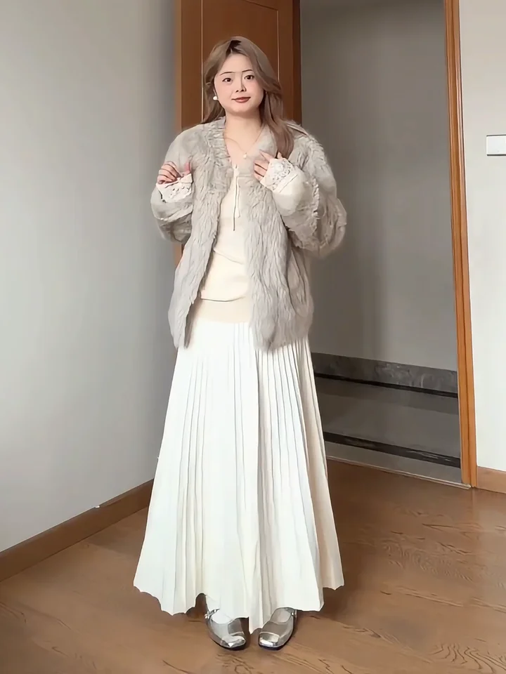 春季新作 ハイウエストプリーツスカート【大きいサイズ・中長丈・カジュアル】