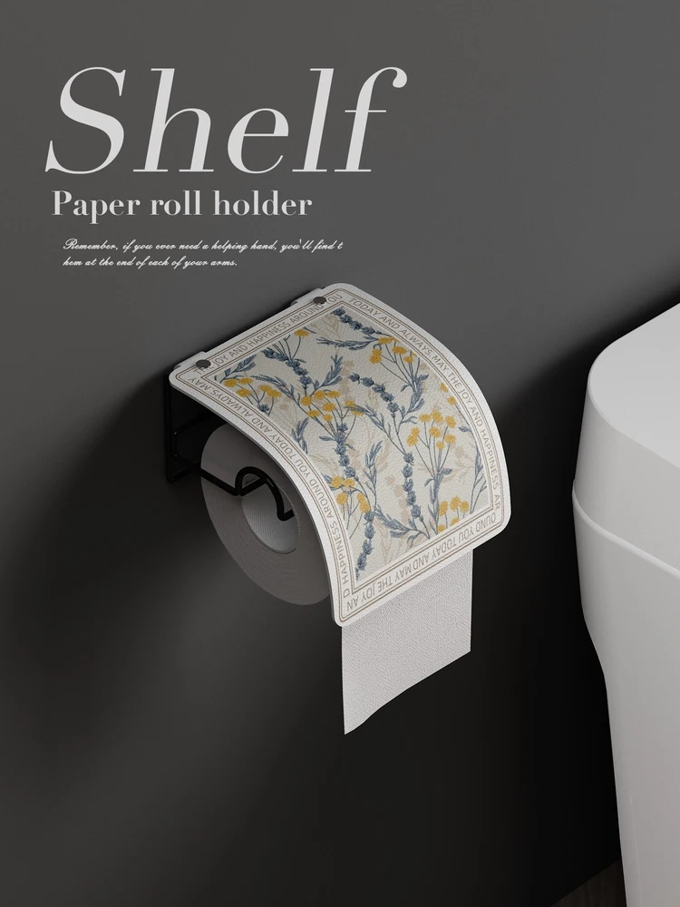 おしゃれな手描き花鳥デザインのトイレットペーパーホルダー：北欧風小清新スタイルの壁掛け式実用ガイド