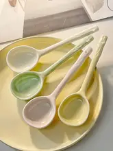 高級感のある陶器のスプーン【和風・ロングハンドル・家庭用・デザート用】