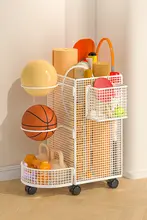 収納カート付き ヨガマット収納バスケット【フィットネス機器用・バスケットボール・バドミントンラケット・ダンベル収納】