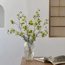 フェイクフラワー 金鶏菊【グリーン・シルク素材・インテリア装飾用】
