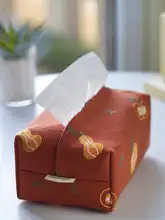 手作りパンプキン刺繍ティッシュボックス【車載用・デスク用・家庭用】